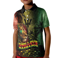 One Love Barbados Kid Polo Shirt Rastafarian Lion Reggae Grunge Style