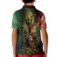 One Love Barbados Kid Polo Shirt Rastafarian Lion Reggae Grunge Style