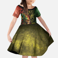 One Love Barbados Kid Short Sleeve Dress Rastafarian Lion Reggae Grunge Style