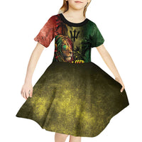 One Love Barbados Kid Short Sleeve Dress Rastafarian Lion Reggae Grunge Style
