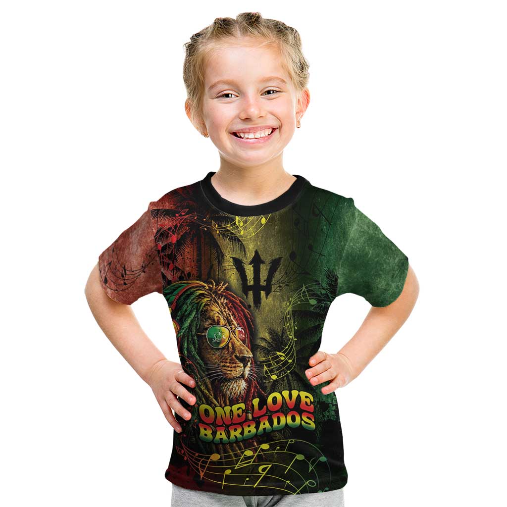 One Love Barbados Kid T Shirt Rastafarian Lion Reggae Grunge Style