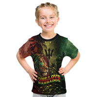 One Love Barbados Kid T Shirt Rastafarian Lion Reggae Grunge Style