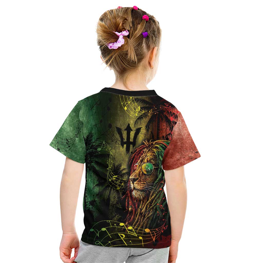 One Love Barbados Kid T Shirt Rastafarian Lion Reggae Grunge Style