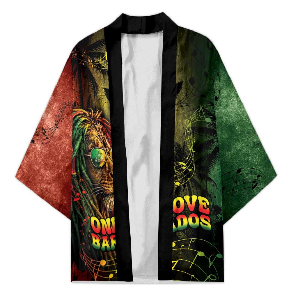One Love Barbados Kimono Rastafarian Lion Reggae Grunge Style