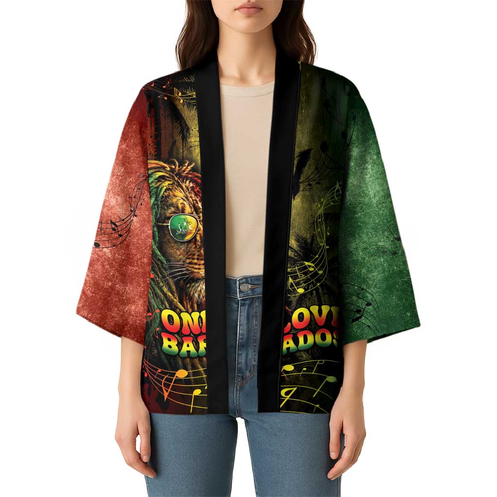 One Love Barbados Kimono Rastafarian Lion Reggae Grunge Style