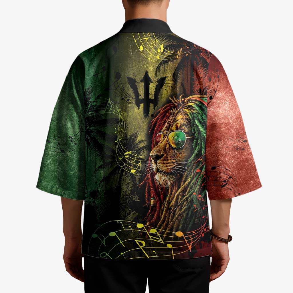 One Love Barbados Kimono Rastafarian Lion Reggae Grunge Style