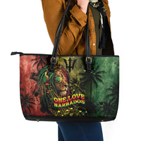 One Love Barbados Leather Tote Bag Rastafarian Lion Reggae Grunge Style