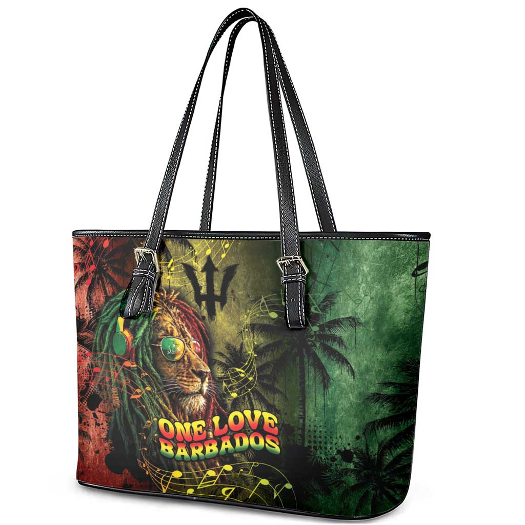 One Love Barbados Leather Tote Bag Rastafarian Lion Reggae Grunge Style