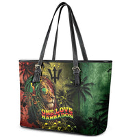 One Love Barbados Leather Tote Bag Rastafarian Lion Reggae Grunge Style