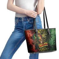 One Love Barbados Leather Tote Bag Rastafarian Lion Reggae Grunge Style