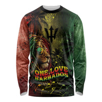 One Love Barbados Long Sleeve Shirt Rastafarian Lion Reggae Grunge Style
