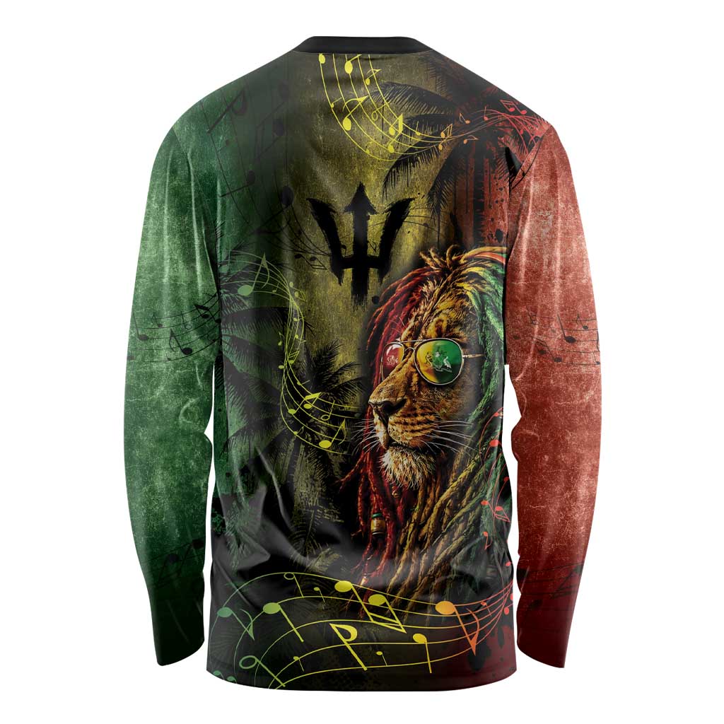 One Love Barbados Long Sleeve Shirt Rastafarian Lion Reggae Grunge Style