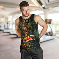 One Love Barbados Men Tank Top Rastafarian Lion Reggae Grunge Style