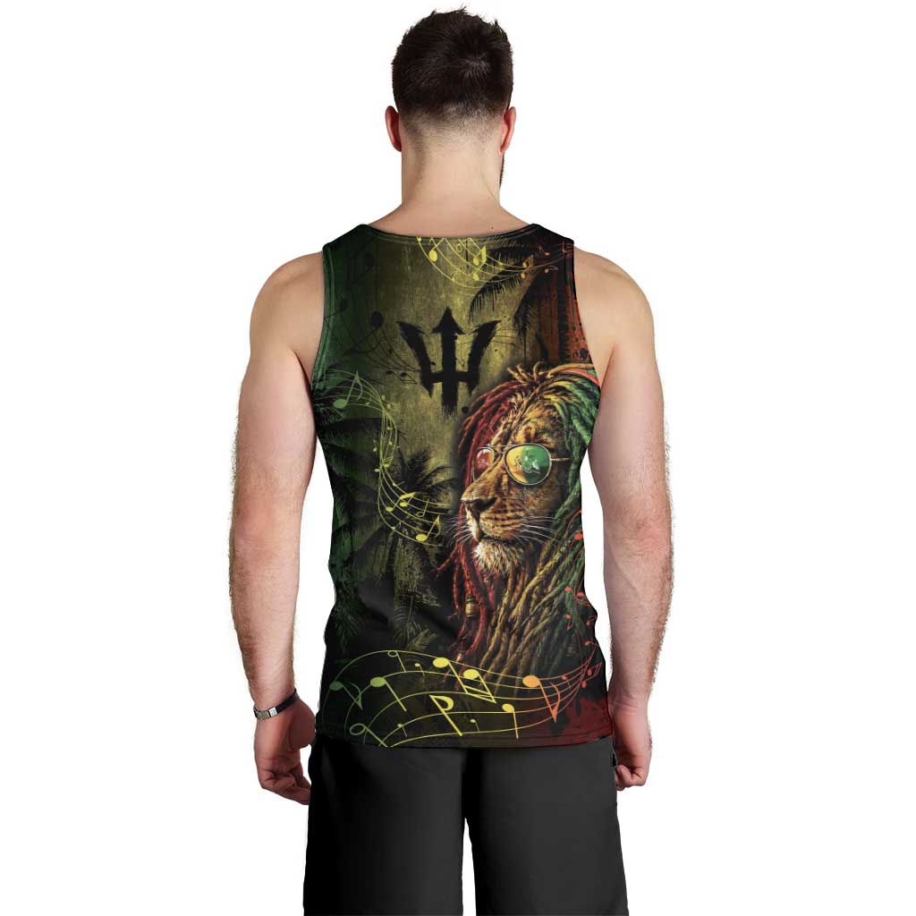 One Love Barbados Men Tank Top Rastafarian Lion Reggae Grunge Style