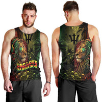 One Love Barbados Men Tank Top Rastafarian Lion Reggae Grunge Style