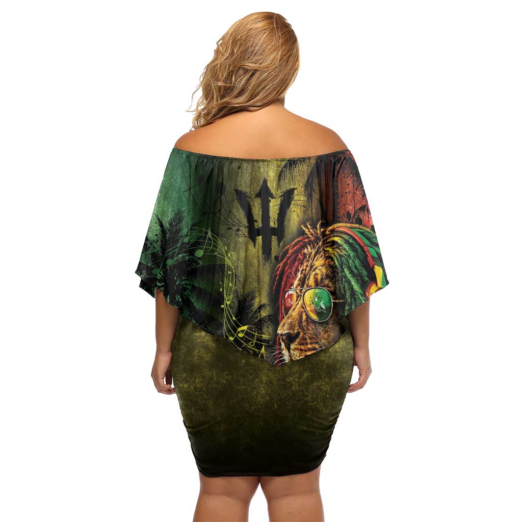 One Love Barbados Off Shoulder Short Dress Rastafarian Lion Reggae Grunge Style
