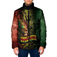 One Love Barbados Padded Jacket Rastafarian Lion Reggae Grunge Style