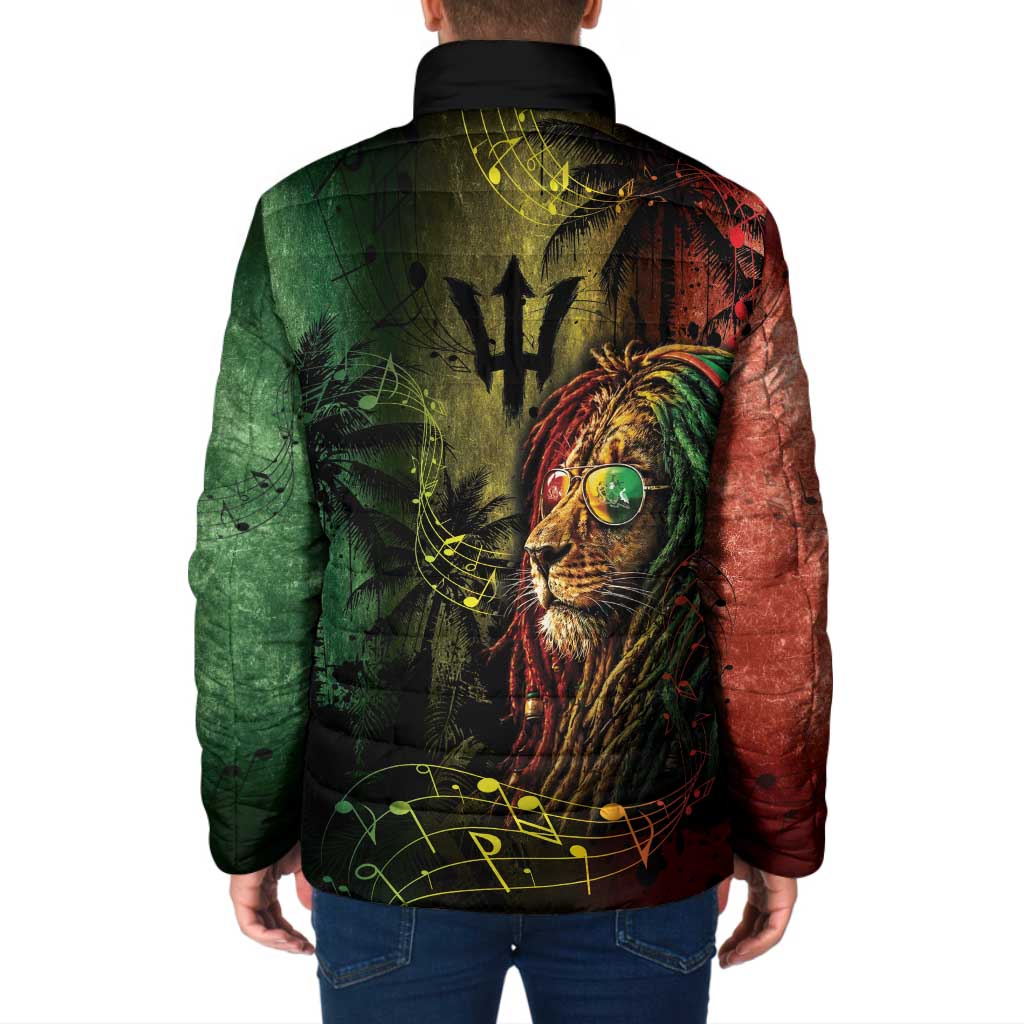 One Love Barbados Padded Jacket Rastafarian Lion Reggae Grunge Style