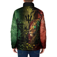 One Love Barbados Padded Jacket Rastafarian Lion Reggae Grunge Style