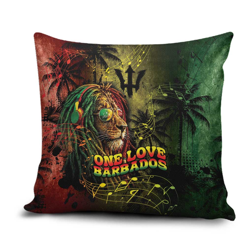 One Love Barbados Pillow Cover Rastafarian Lion Reggae Grunge Style