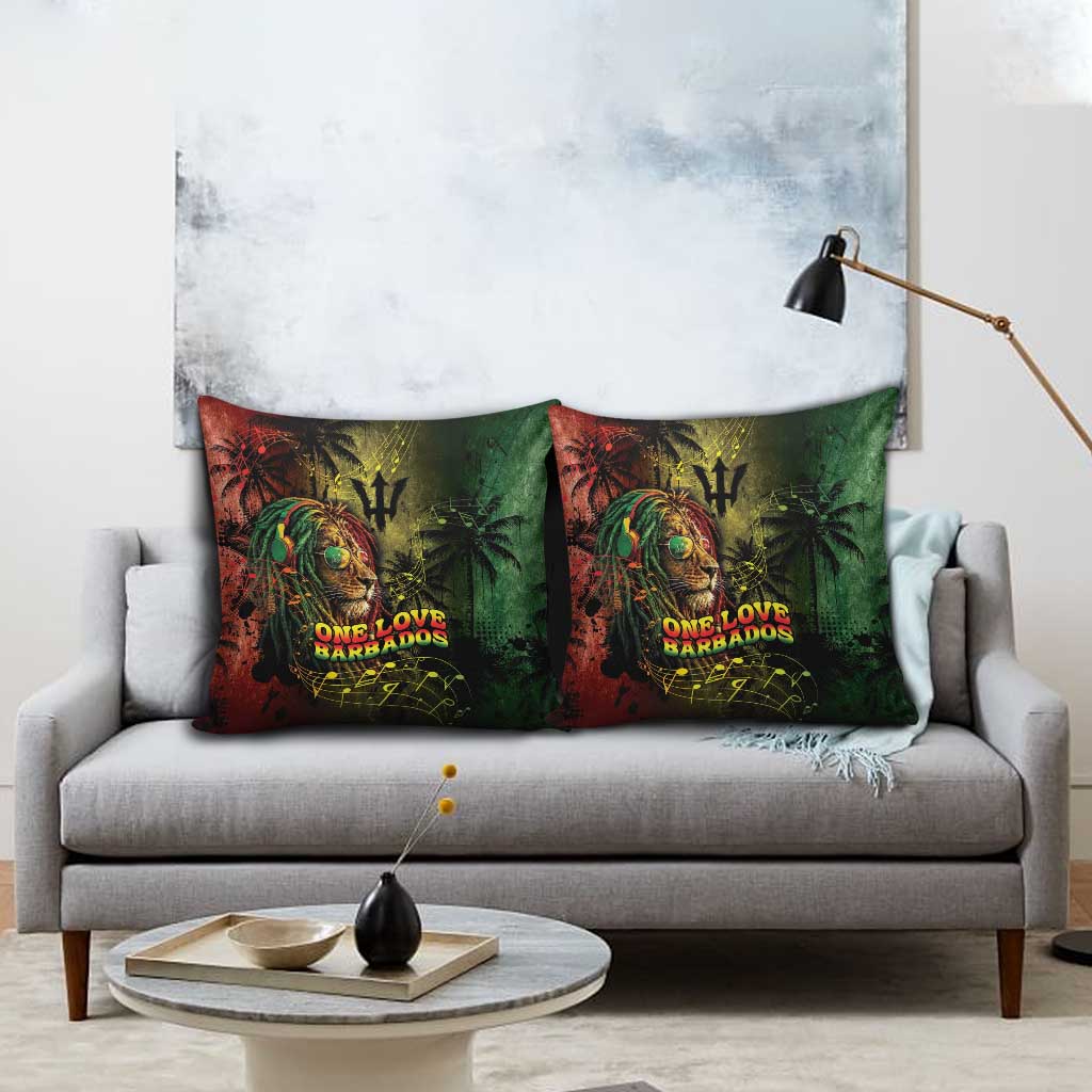 One Love Barbados Pillow Cover Rastafarian Lion Reggae Grunge Style