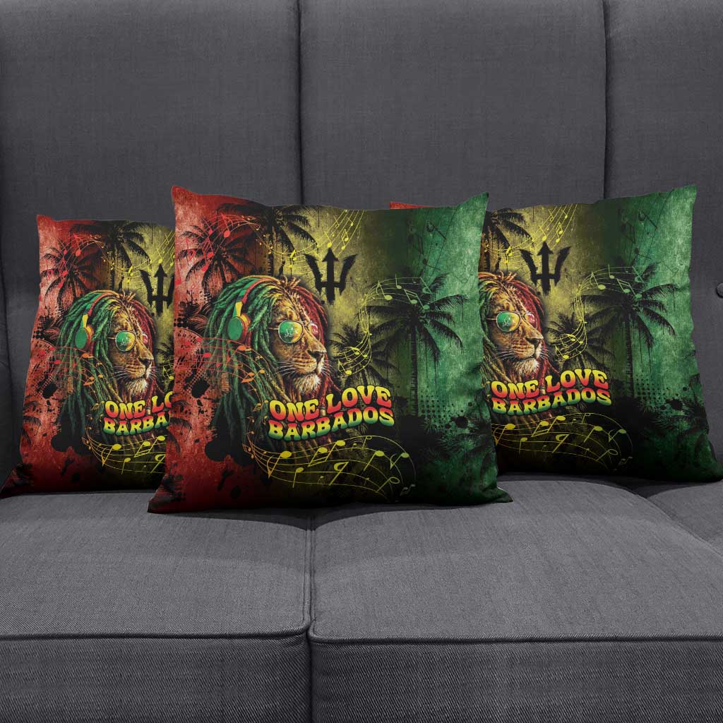 One Love Barbados Pillow Cover Rastafarian Lion Reggae Grunge Style