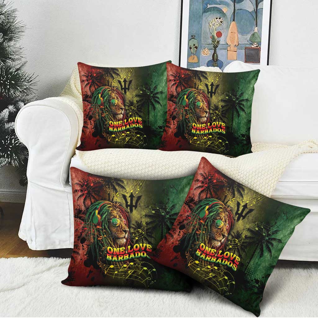 One Love Barbados Pillow Cover Rastafarian Lion Reggae Grunge Style