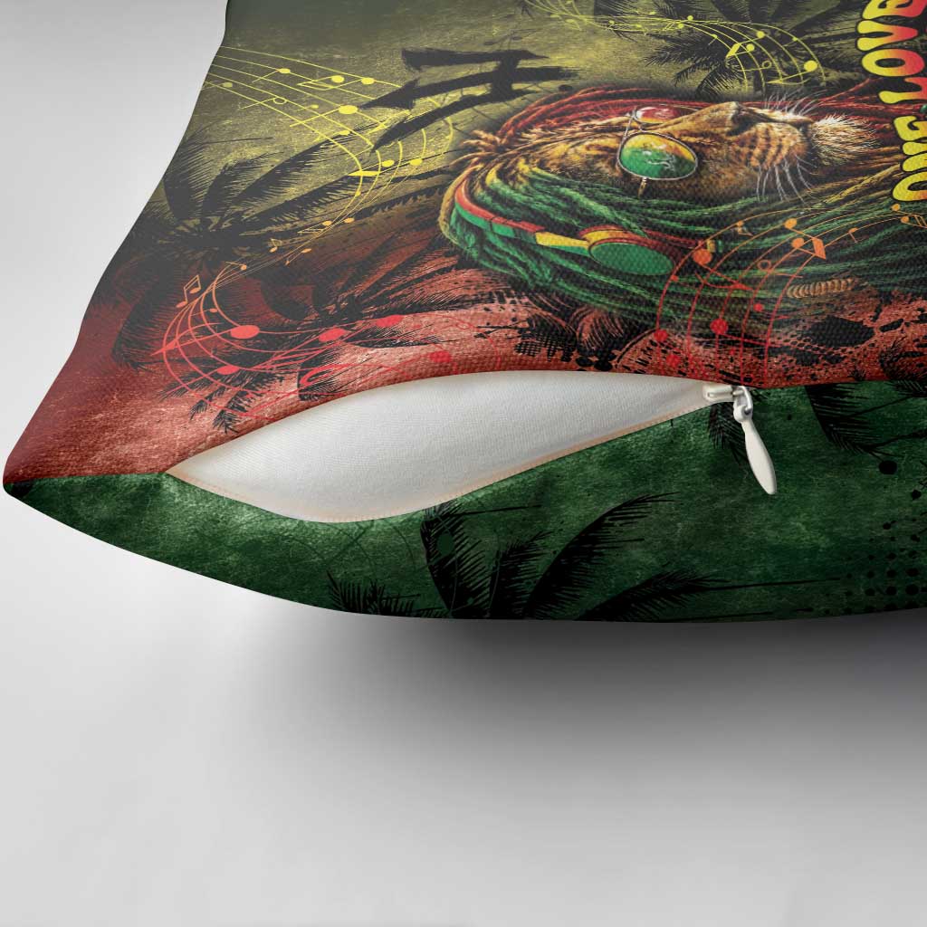 One Love Barbados Pillow Cover Rastafarian Lion Reggae Grunge Style
