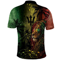 One Love Barbados Polo Shirt Rastafarian Lion Reggae Grunge Style