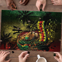 One Love Barbados Puzzle Rastafarian Lion Reggae Grunge Style