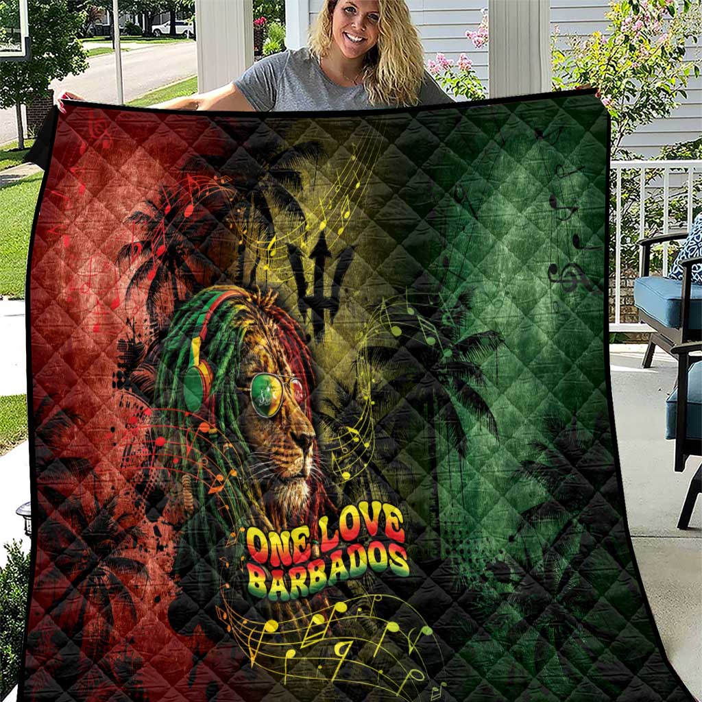 One Love Barbados Quilt Rastafarian Lion Reggae Grunge Style
