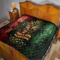 One Love Barbados Quilt Rastafarian Lion Reggae Grunge Style