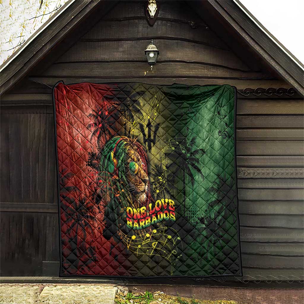 One Love Barbados Quilt Rastafarian Lion Reggae Grunge Style