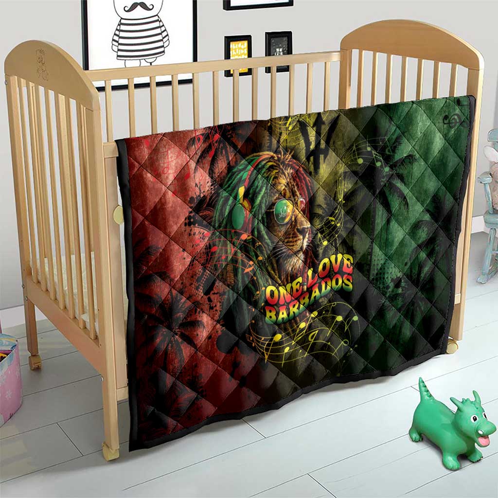 One Love Barbados Quilt Rastafarian Lion Reggae Grunge Style
