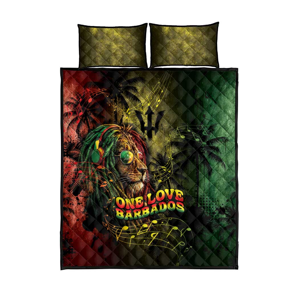 One Love Barbados Quilt Bed Set Rastafarian Lion Reggae Grunge Style