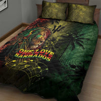 One Love Barbados Quilt Bed Set Rastafarian Lion Reggae Grunge Style