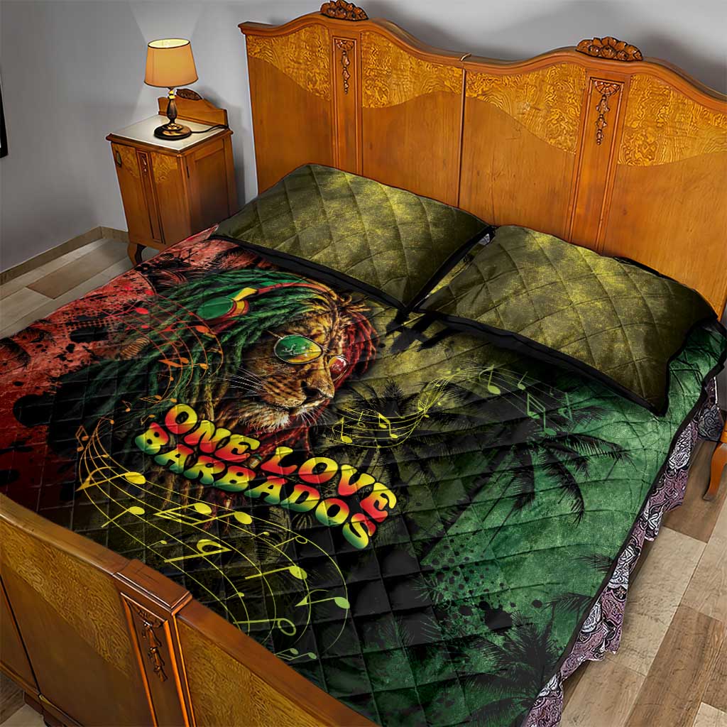 One Love Barbados Quilt Bed Set Rastafarian Lion Reggae Grunge Style