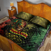One Love Barbados Quilt Bed Set Rastafarian Lion Reggae Grunge Style
