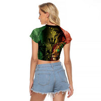 One Love Barbados Raglan Cropped T Shirt Rastafarian Lion Reggae Grunge Style