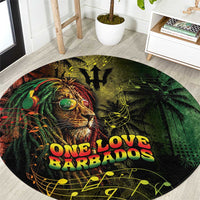 One Love Barbados Round Carpet Rastafarian Lion Reggae Grunge Style