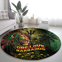 One Love Barbados Round Carpet Rastafarian Lion Reggae Grunge Style