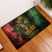 One Love Barbados Rubber Doormat Rastafarian Lion Reggae Grunge Style