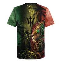 One Love Barbados Rugby Jersey Rastafarian Lion Reggae Grunge Style