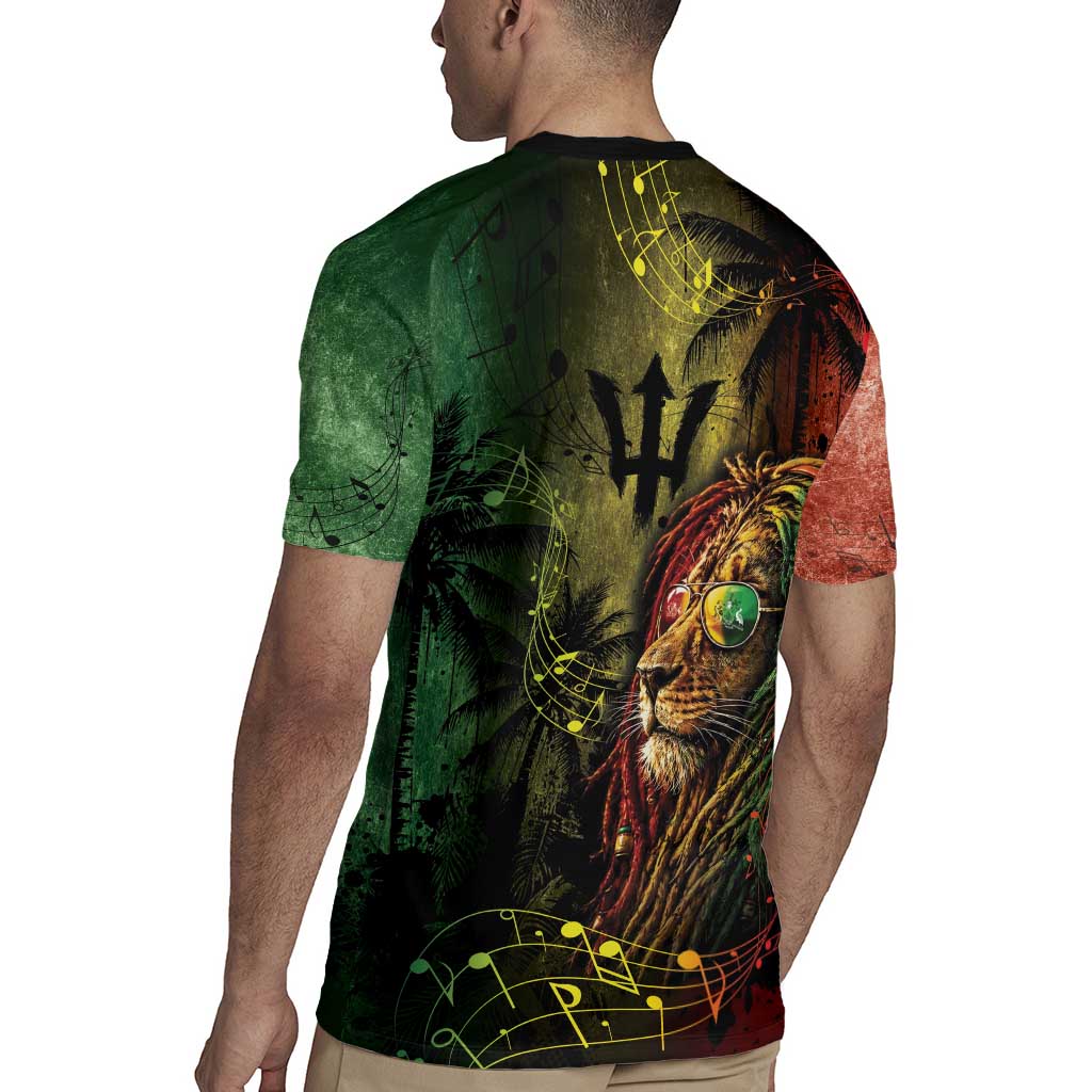 One Love Barbados Rugby Jersey Rastafarian Lion Reggae Grunge Style