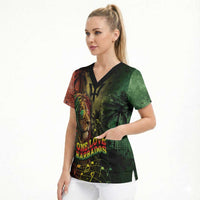 One Love Barbados Scrub Top Rastafarian Lion Reggae Grunge Style