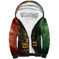 One Love Barbados Sherpa Hoodie Rastafarian Lion Reggae Grunge Style
