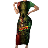 One Love Barbados Short Sleeve Bodycon Dress Rastafarian Lion Reggae Grunge Style