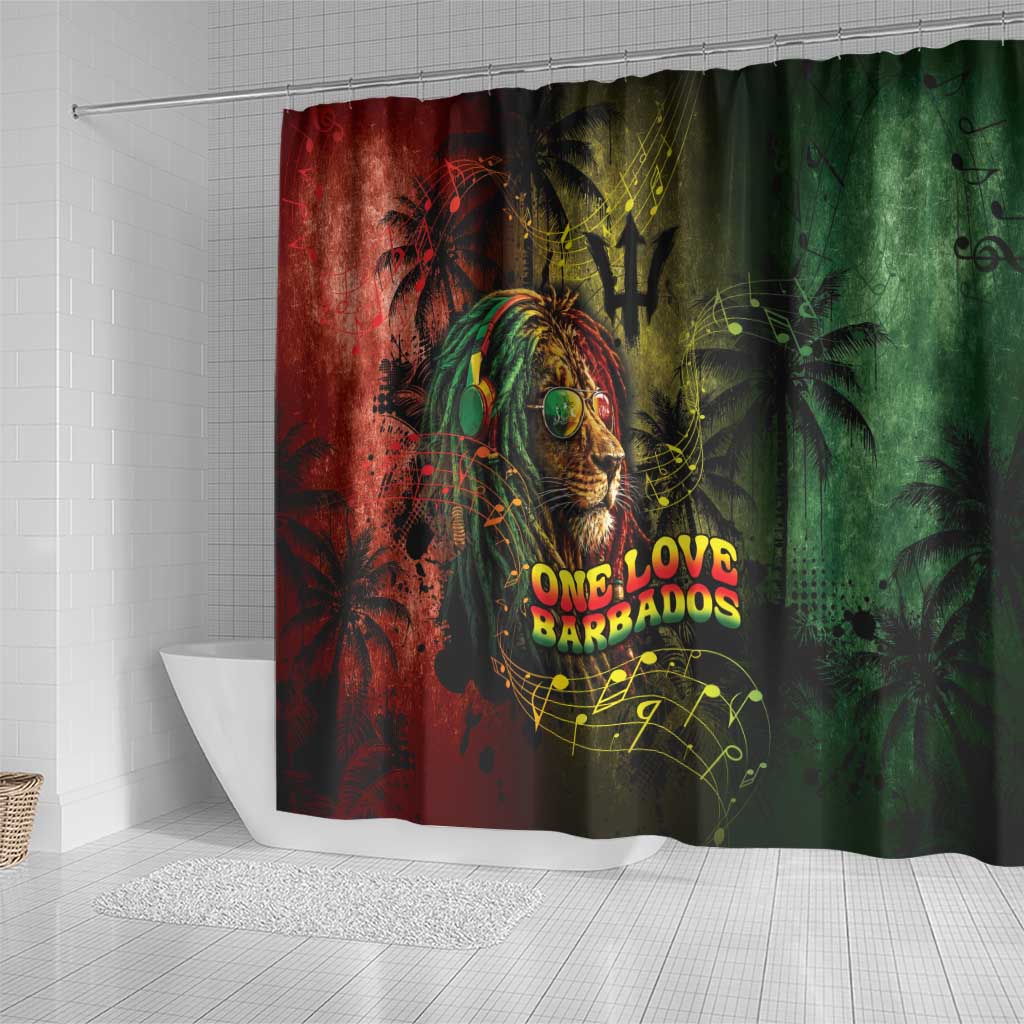 One Love Barbados Shower Curtain Rastafarian Lion Reggae Grunge Style