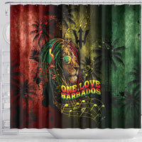 One Love Barbados Shower Curtain Rastafarian Lion Reggae Grunge Style