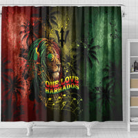 One Love Barbados Shower Curtain Rastafarian Lion Reggae Grunge Style